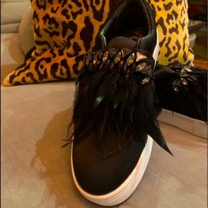 Sam Edelman slip on sneakers feathered & crystals